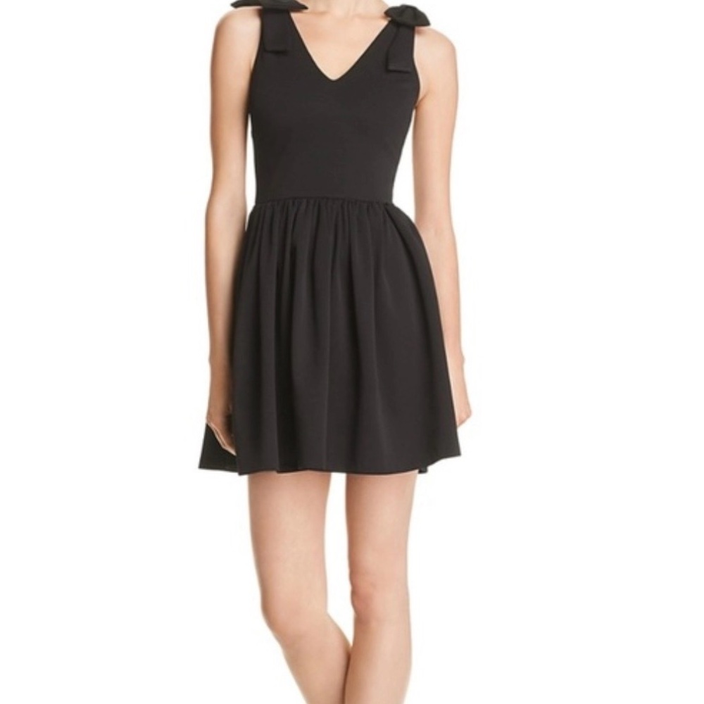 NWT Aqua Black Mini Dress Bow Detail Shoulders Sz M Bloomingdale’s Fit & Flair